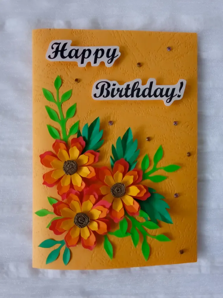 Orange Bloom Birthday Card